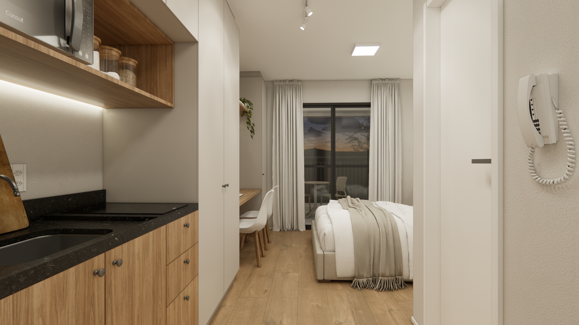 Studio de 28 m² no The Collection Moema reformado pela Bewild; grupo The Collection com mediana de R$ 69,8 mil