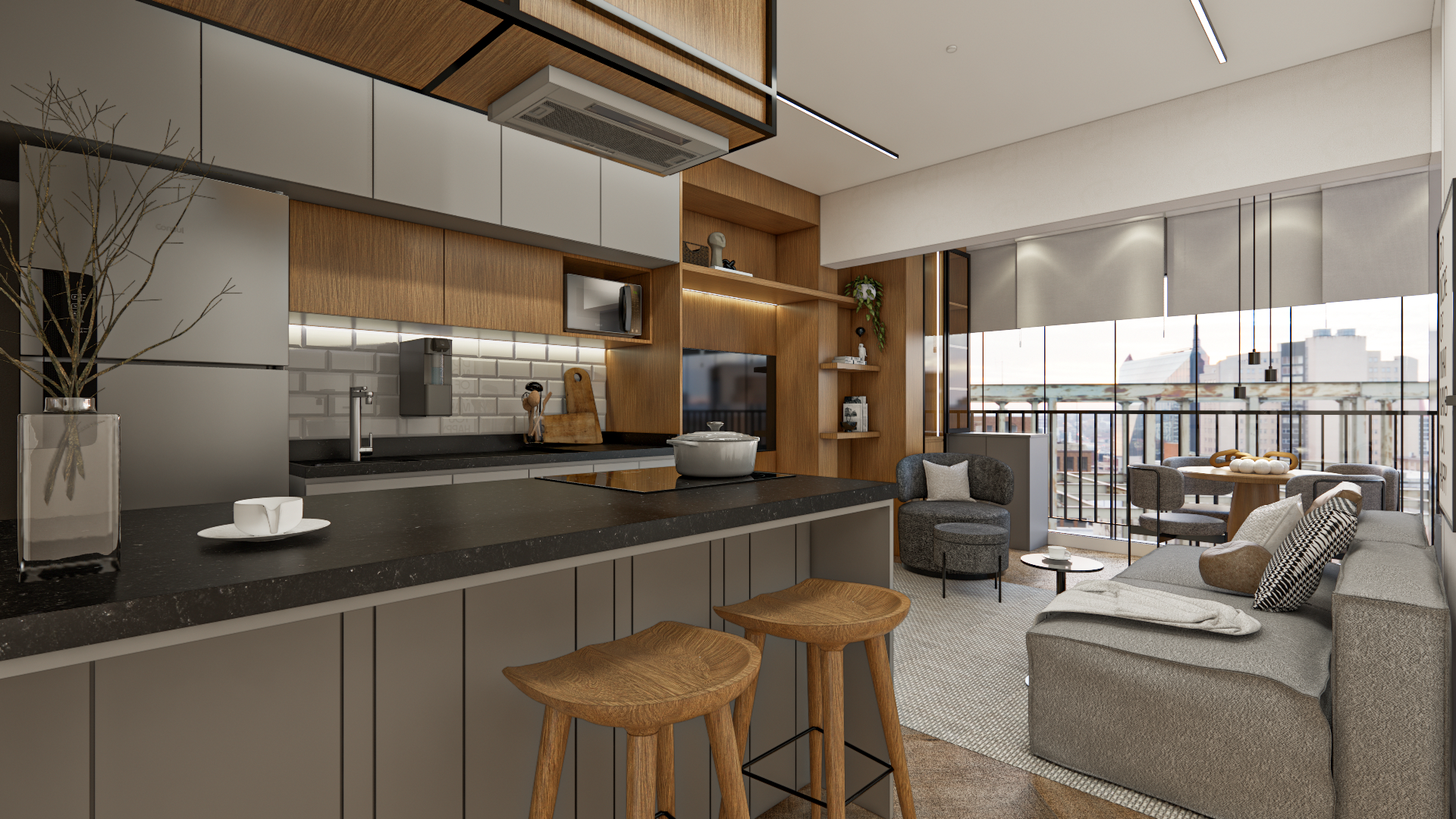 Studio de 41 m² no Patteo Klabin, Vila Mariana, projeto Bewild na faixa de R$ 190 a 195 mil (imagem do projeto executivo)