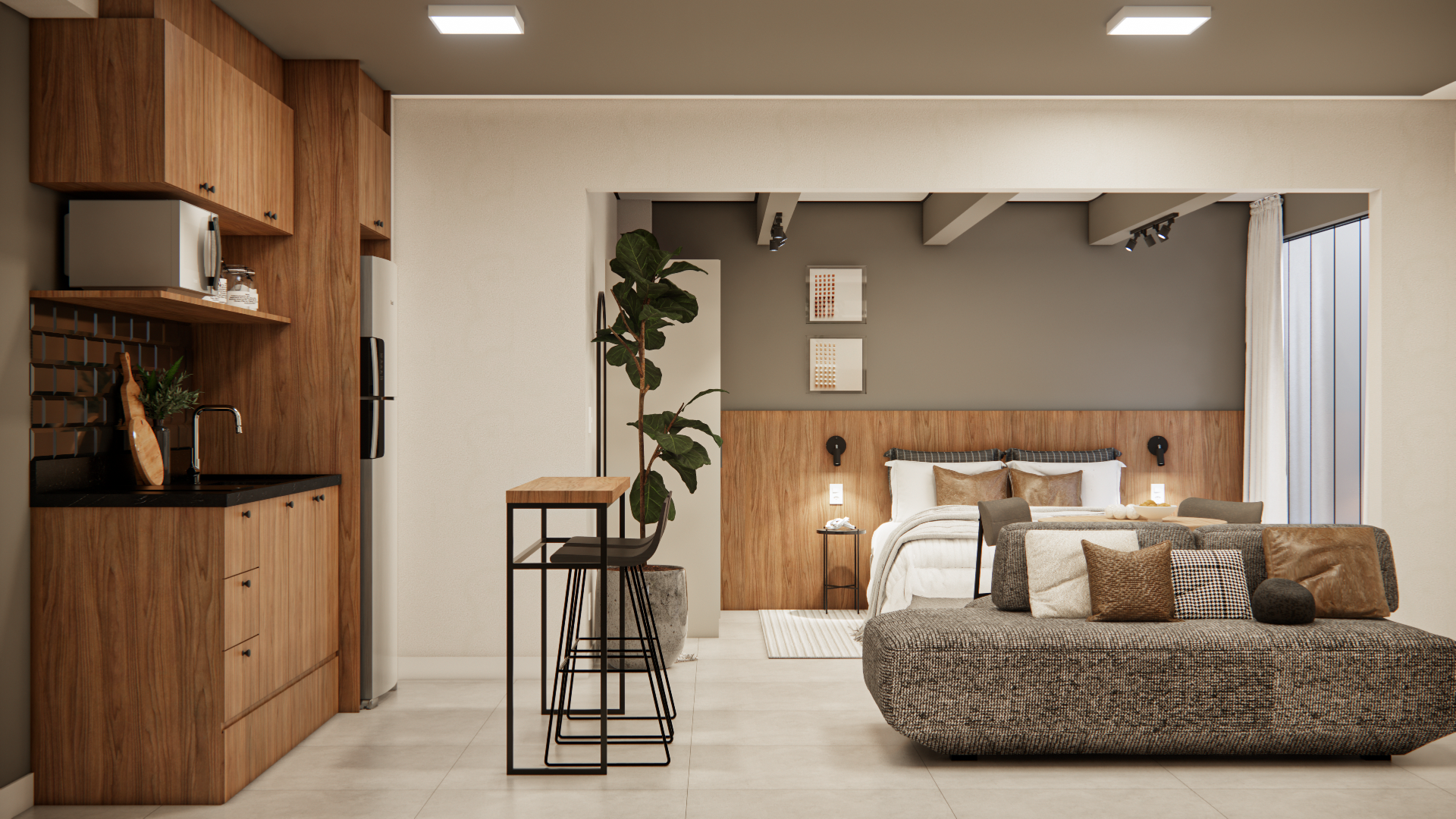 Studio de 29 m² no Nex One Vila Nova, Vila Nova Conceição, reformado pela Bewild; grupo Nex One com contratos de R$ 62 mil a R$ 116 mil