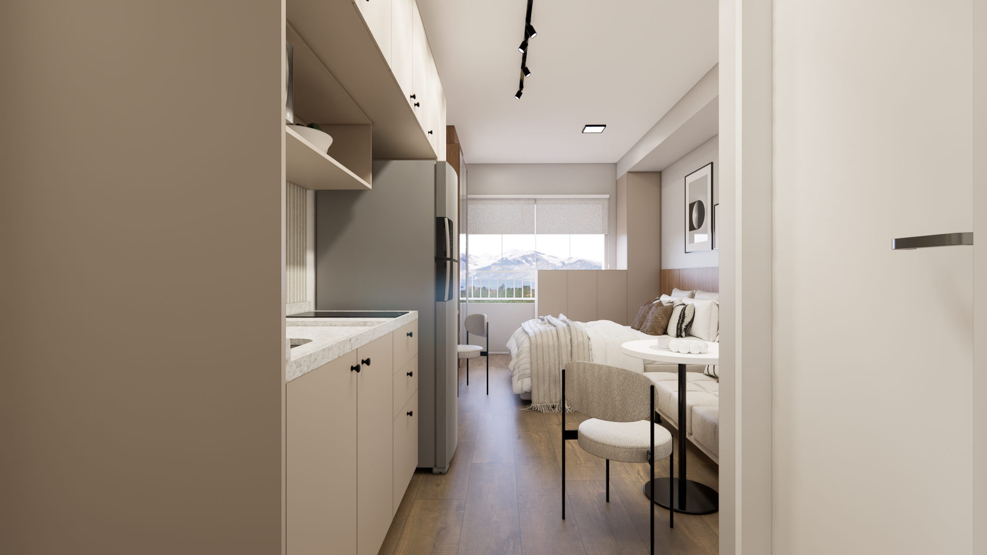 Studio de 26 m² no MetroCasa Berrini, Brooklin, projeto Bewild na faixa de R$ 60 a 65 mil (imagem do projeto executivo)